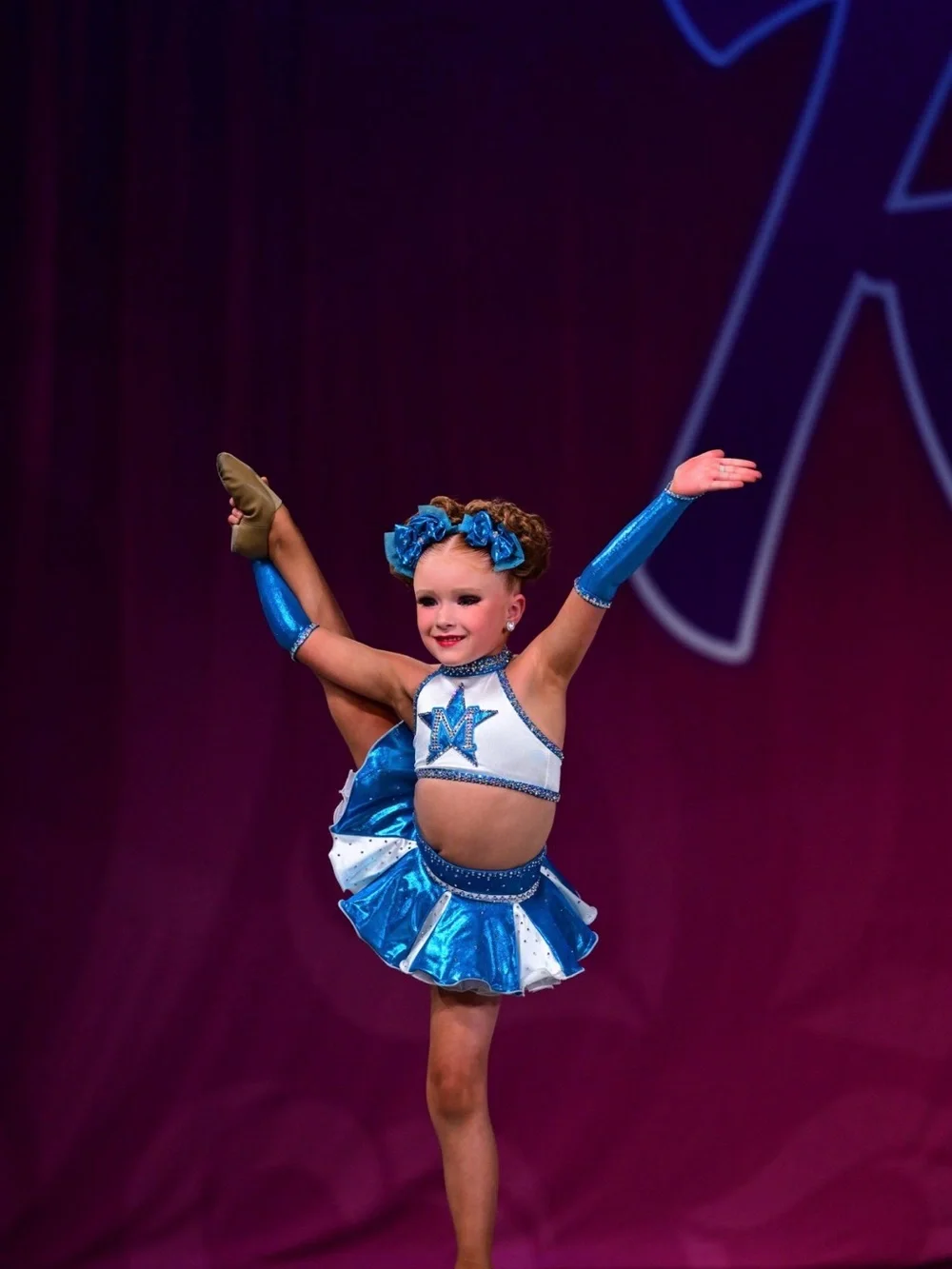 Blue and White Star Dance Costume Set for Kids